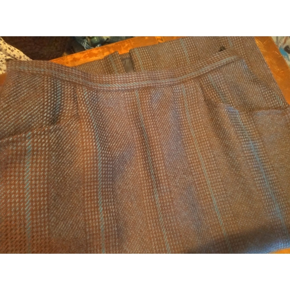 Liliane Burty Paris Wool Tweed Women 44 M Pencil Skirt Blue Striped Vintage 29"W
